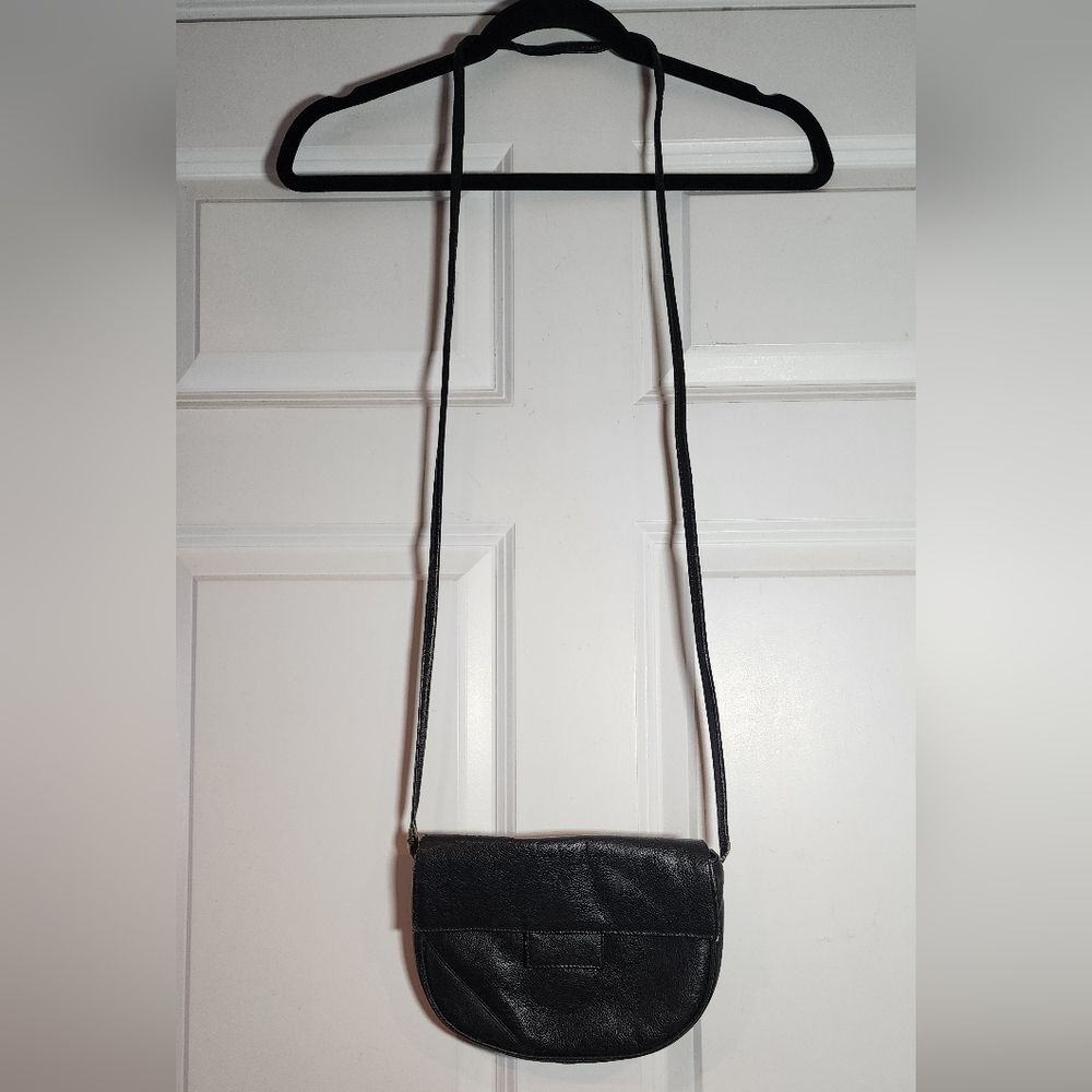 Small Black Leather Crossbody Bag Has Some Wear